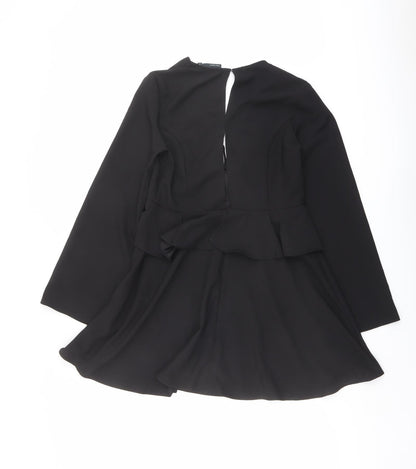 ASOS Womens Black Polyester Trapeze & Swing Size 10 V-Neck Button