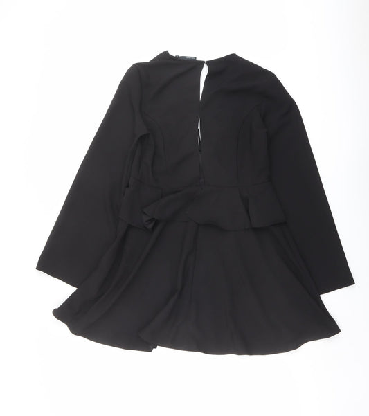 ASOS Womens Black Polyester Trapeze & Swing Size 10 V-Neck Button