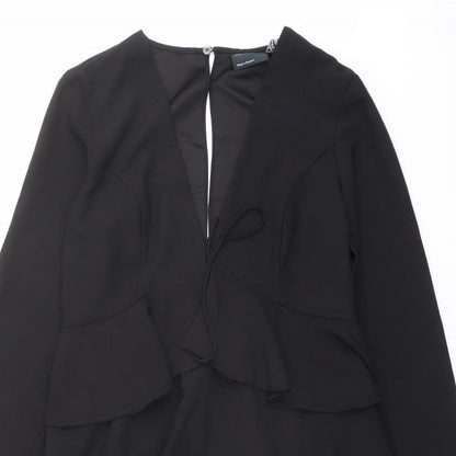ASOS Womens Black Polyester Trapeze & Swing Size 10 V-Neck Button