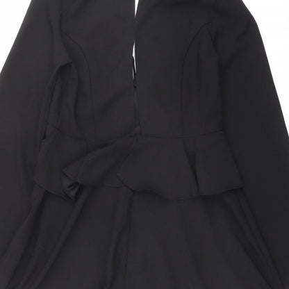 ASOS Womens Black Polyester Trapeze & Swing Size 10 V-Neck Button
