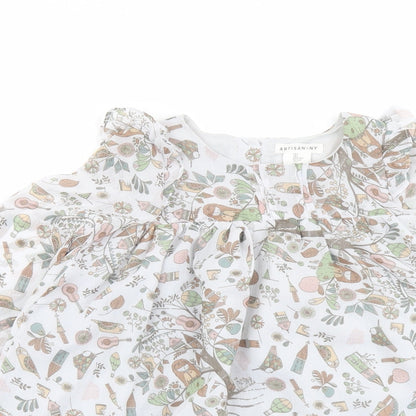 Artisan NY Girls Grey Geometric Polyester A-Line Size 6-7 Years Round Neck Button