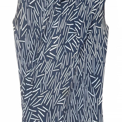 Autograph Womens Blue Geometric Viscose Shift Size 8 V-Neck Zip