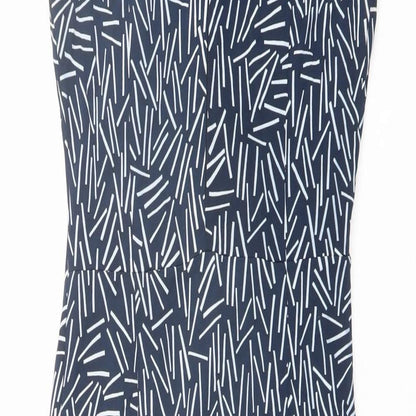 Autograph Womens Blue Geometric Viscose Shift Size 8 V-Neck Zip