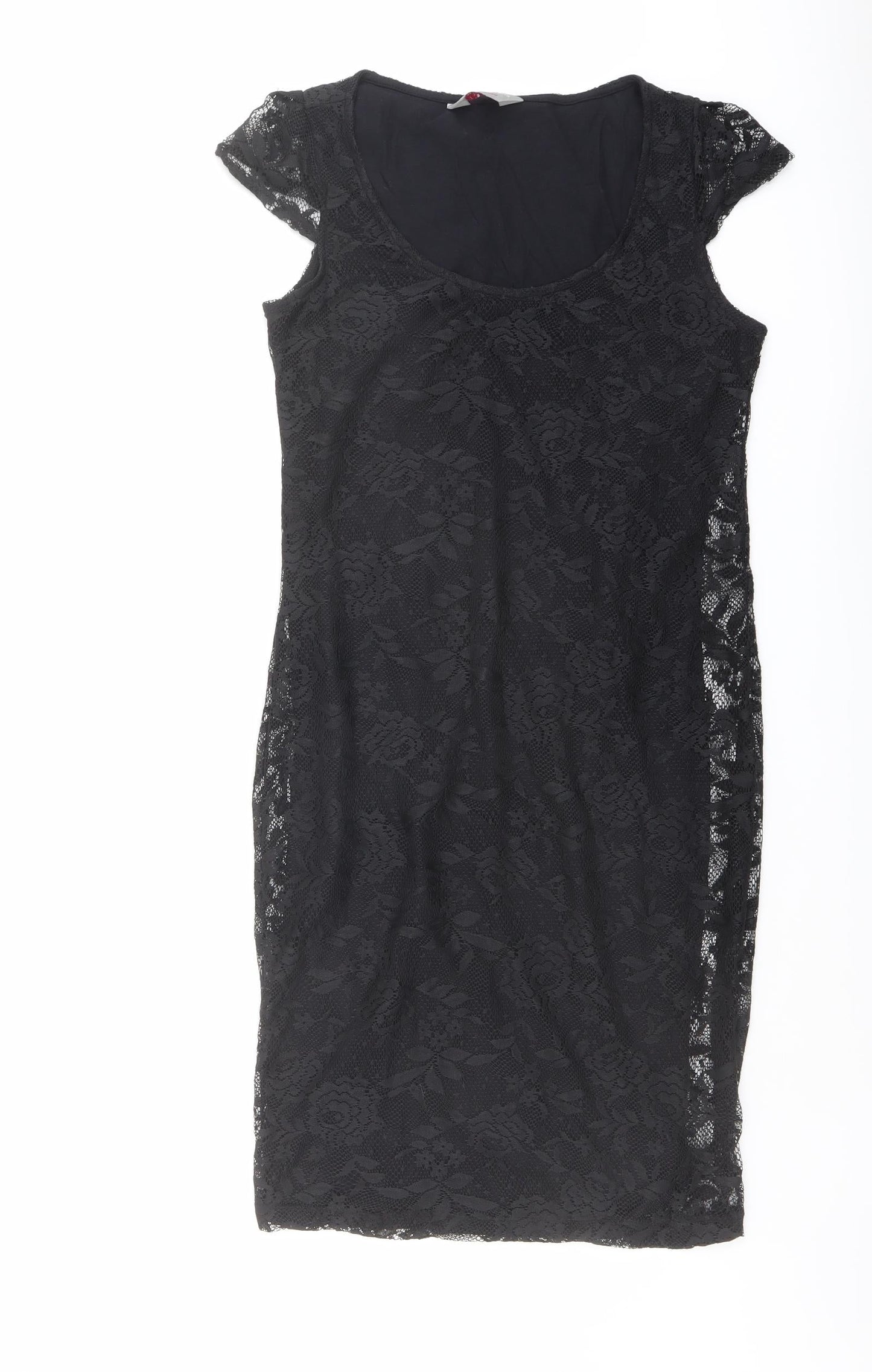 Dorothy Perkins Womens Black Polyester Shift Size 10 Round Neck Pullover