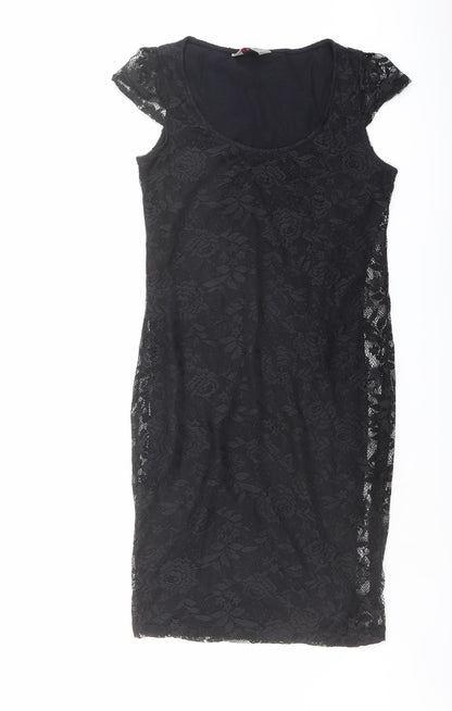 Dorothy Perkins Womens Black Polyester Shift Size 10 Round Neck Pullover