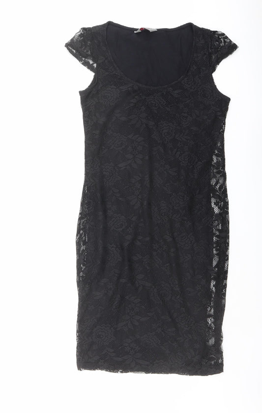 Dorothy Perkins Womens Black Polyester Shift Size 10 Round Neck Pullover