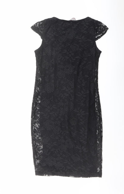 Dorothy Perkins Womens Black Polyester Shift Size 10 Round Neck Pullover