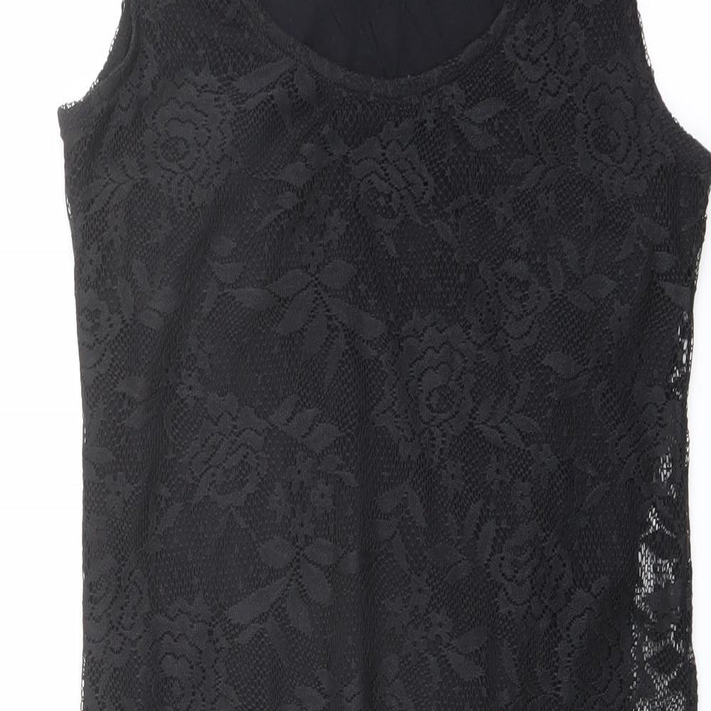 Dorothy Perkins Womens Black Polyester Shift Size 10 Round Neck Pullover