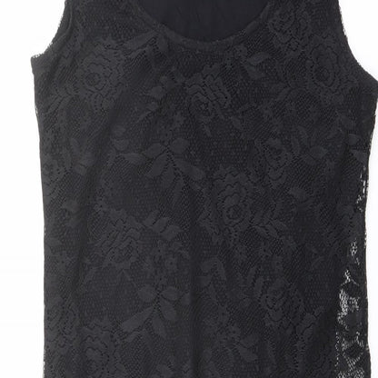 Dorothy Perkins Womens Black Polyester Shift Size 10 Round Neck Pullover