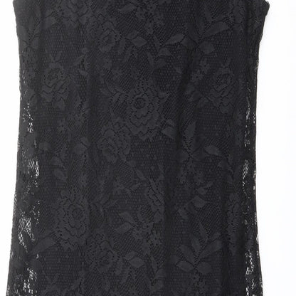 Dorothy Perkins Womens Black Polyester Shift Size 10 Round Neck Pullover