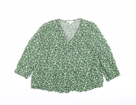 Womens UK Size 14 Warehouse Green Basic Blouse