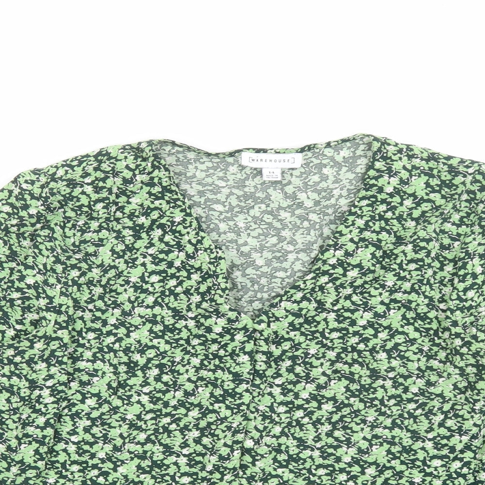Womens UK Size 14 Warehouse Green Basic Blouse