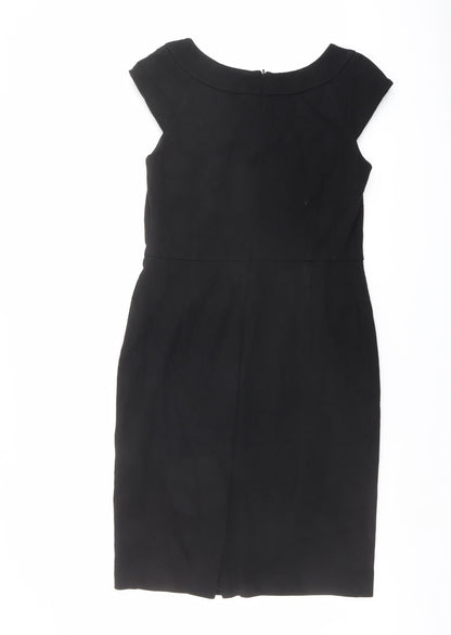Planet Womens Black Viscose Shift Size 8 Round Neck Zip