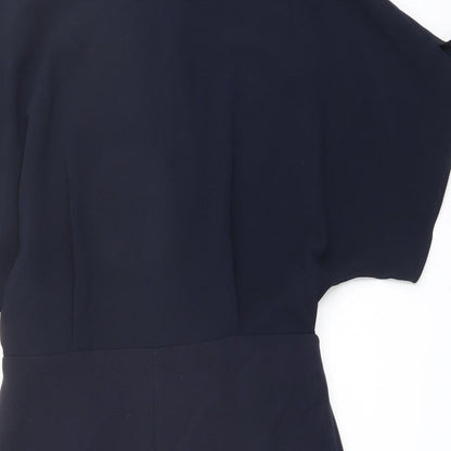 Mango Womens Blue Polyester Shift Size M Round Neck Button