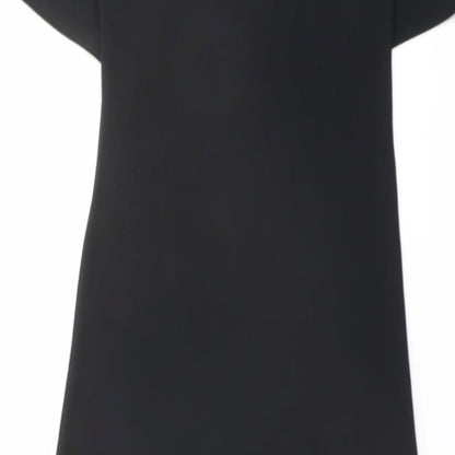 Marks and Spencer Womens Black Polyester A-Line Size 6 Round Neck Pullover