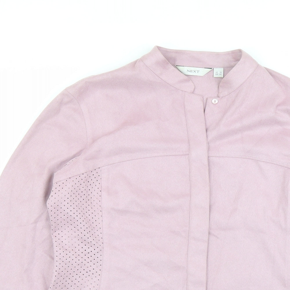 Womens UK Size 14 NEXT Pink Basic Button-Up