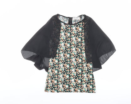 Jasmine Womens Multicoloured Floral Polyester Basic Blouse Size S Boat Neck - Floaty