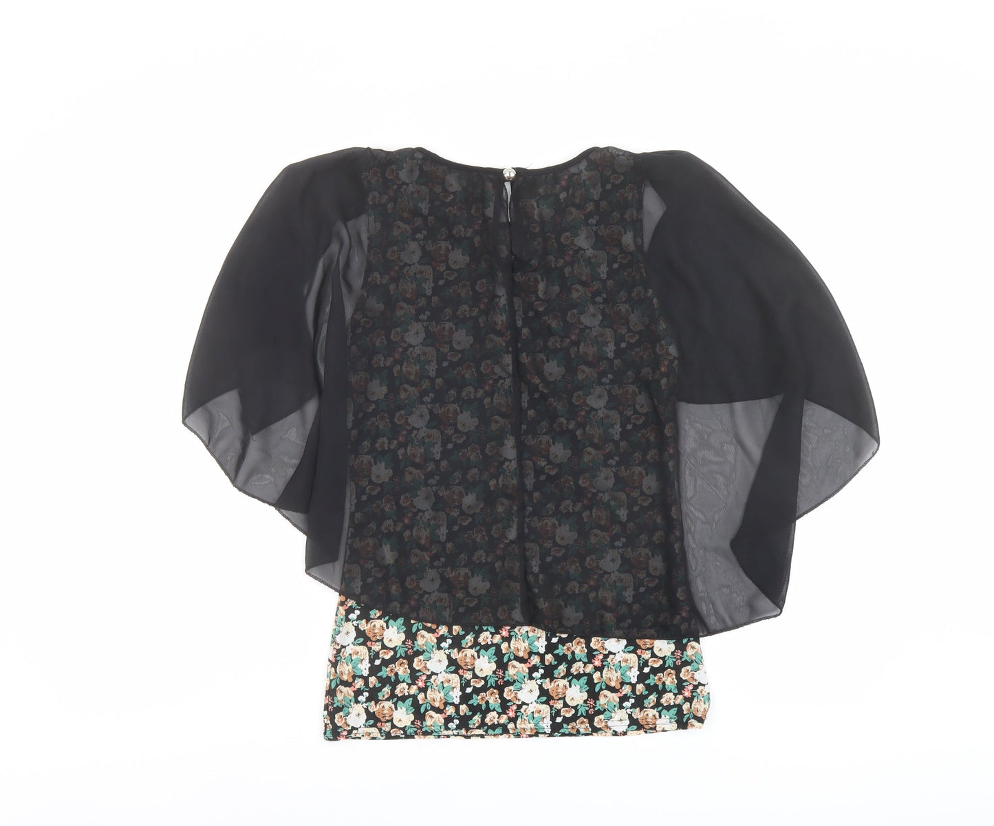 Jasmine Womens Multicoloured Floral Polyester Basic Blouse Size S Boat Neck - Floaty