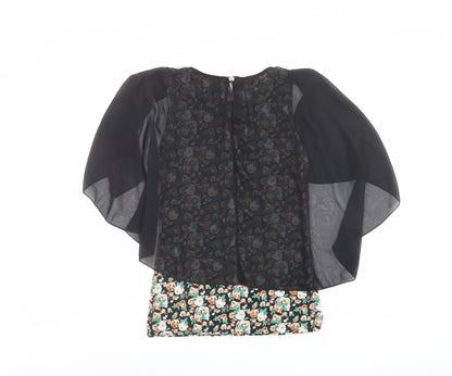 Jasmine Womens Multicoloured Floral Polyester Basic Blouse Size S Boat Neck - Floaty