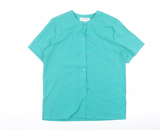 Womens UK Size 16 Compliments Green Basic Button-Up
