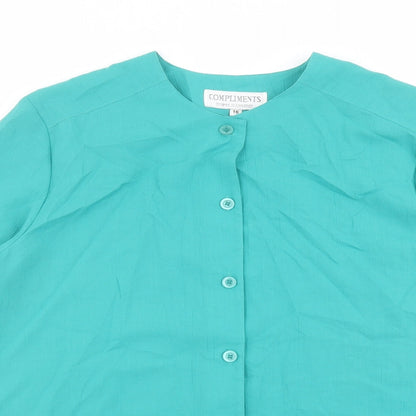 Womens UK Size 16 Compliments Green Basic Button-Up