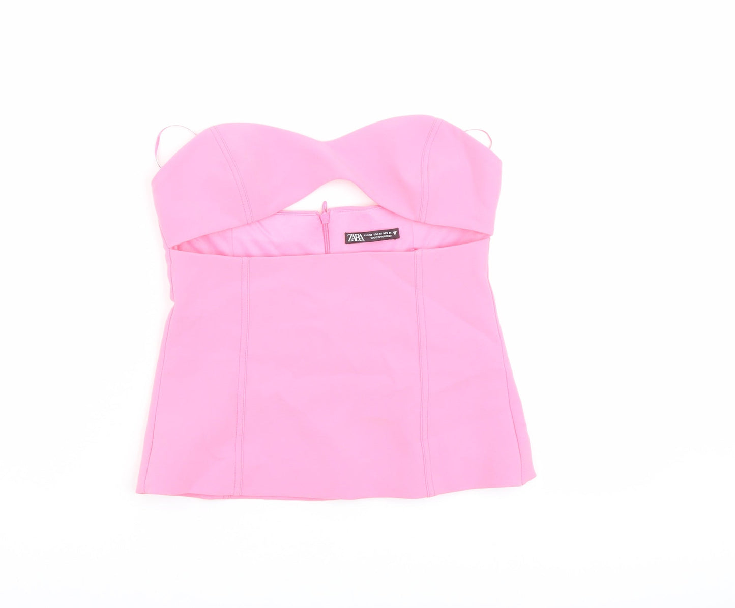 Womens UK Size XS Zara Pink Cropped Blouse