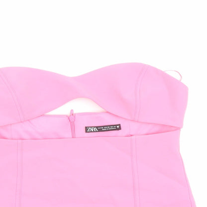 Womens UK Size XS Zara Pink Cropped Blouse