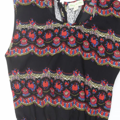 Staring at Stars Womens Black Geometric Polyester Playsuit One-Piece Size S Zip