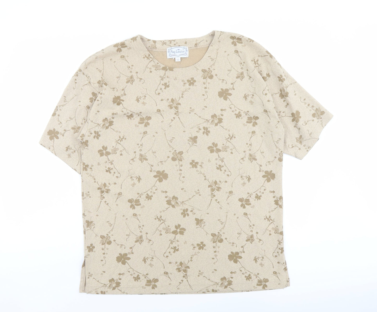 Womens UK Size One Size Fay Louise Beige Basic T-Shirt