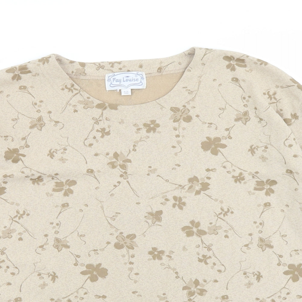 Womens UK Size One Size Fay Louise Beige Basic T-Shirt
