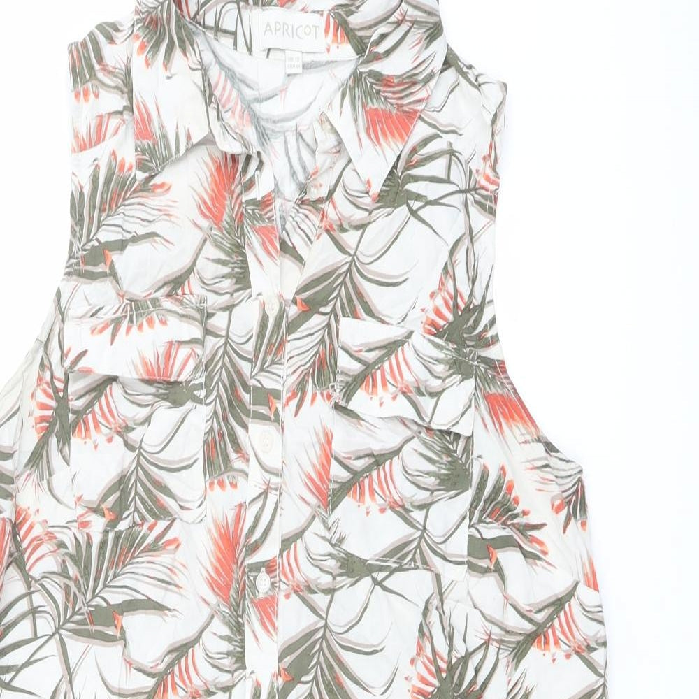 Apricot Womens Multicoloured Geometric Polyester Shirt Dress Size 12 Collared Button - Leaf pattern