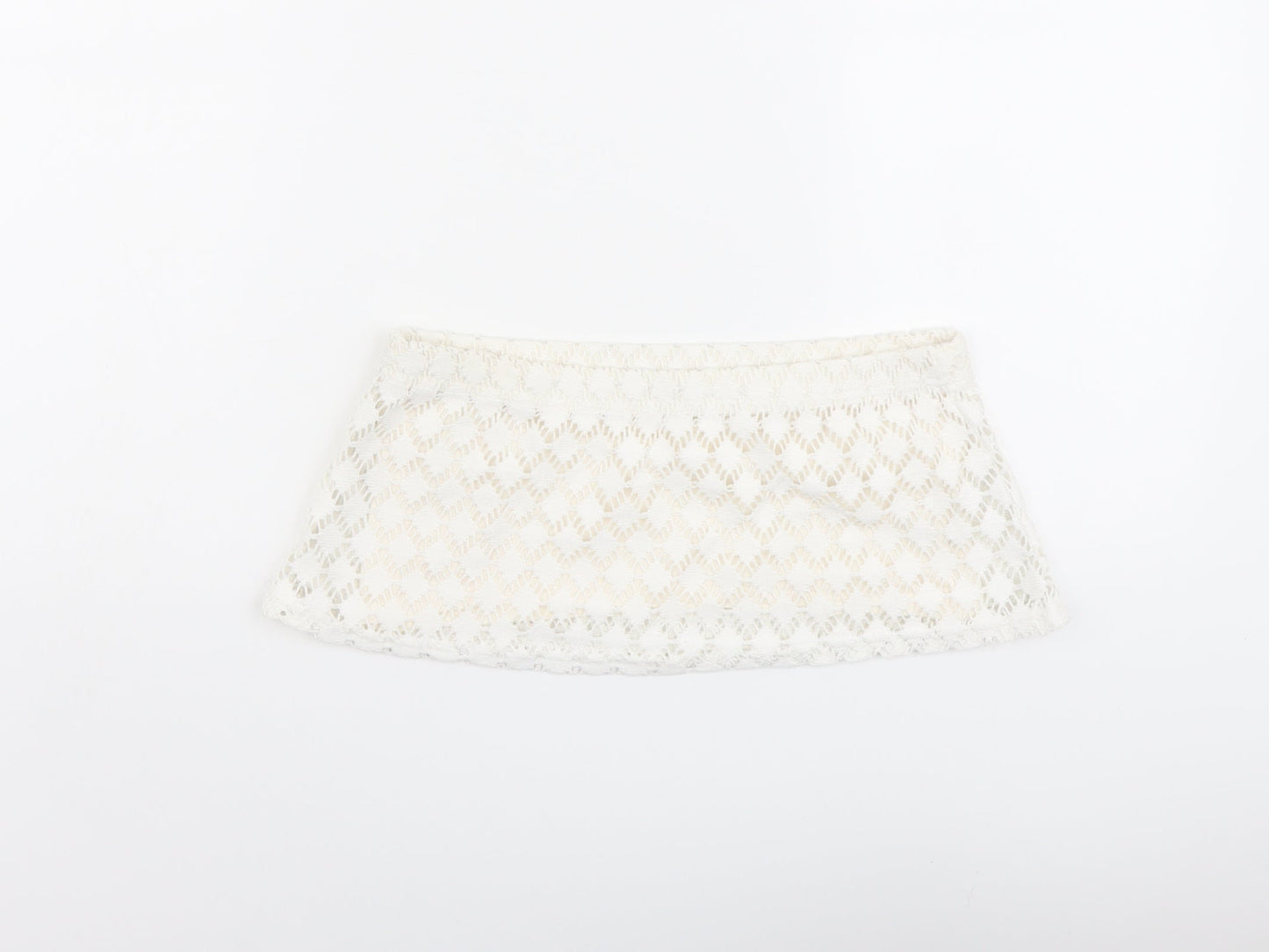 Boohoo Womens Ivory Polyester Cropped Tank Size 10 Square Neck - Bralette Bandeau