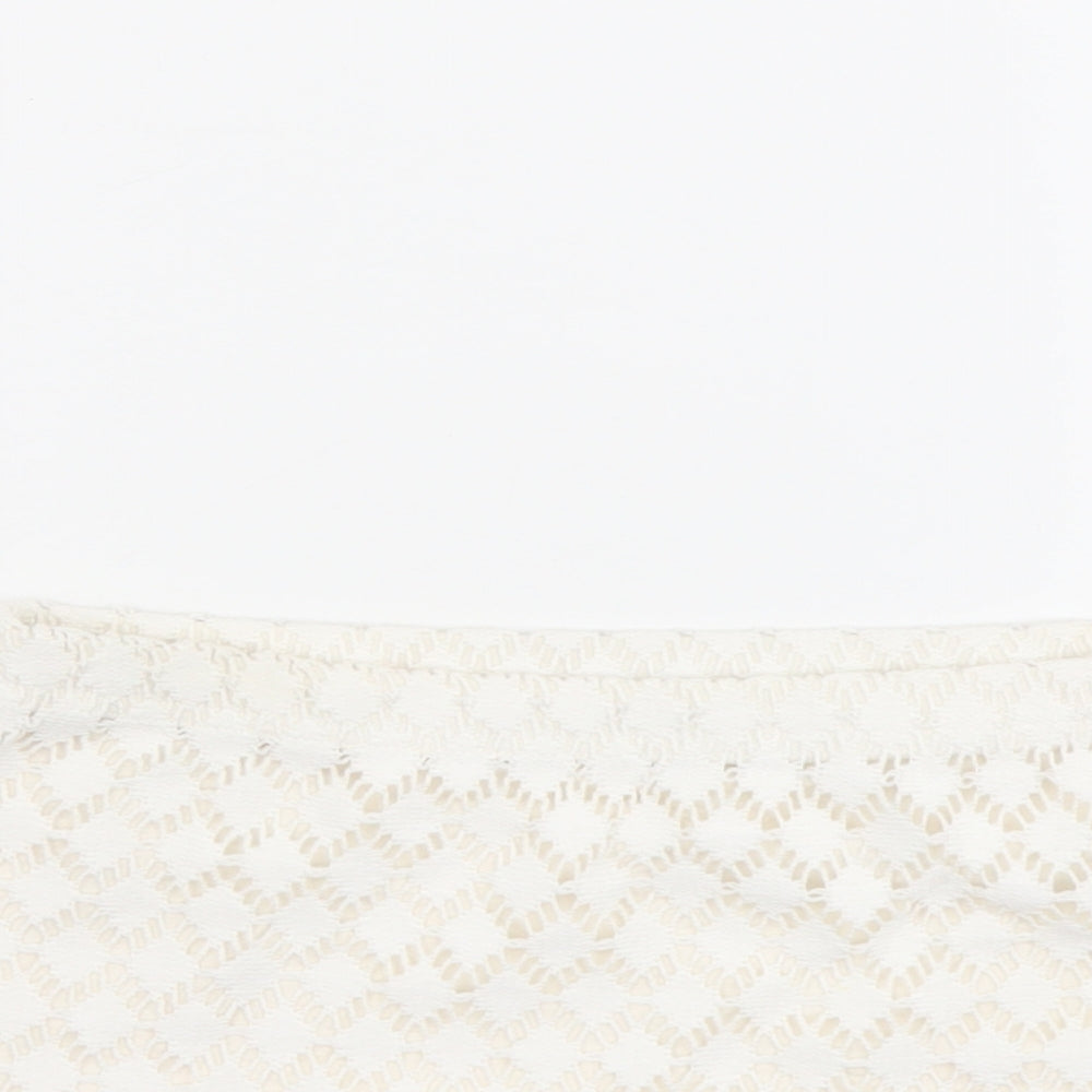 Boohoo Womens Ivory Polyester Cropped Tank Size 10 Square Neck - Bralette Bandeau