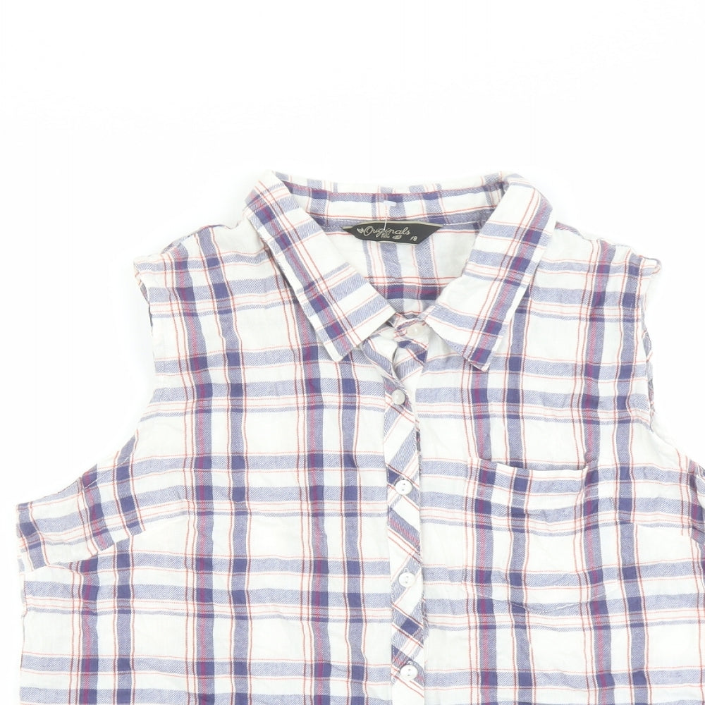 Originals Womens Multicoloured Plaid Cotton Basic Button-Up Size 18 Collared