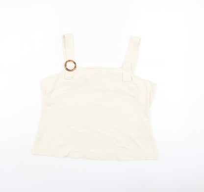 NEXT Womens Ivory Viscose Basic Tank Size 16 Square Neck