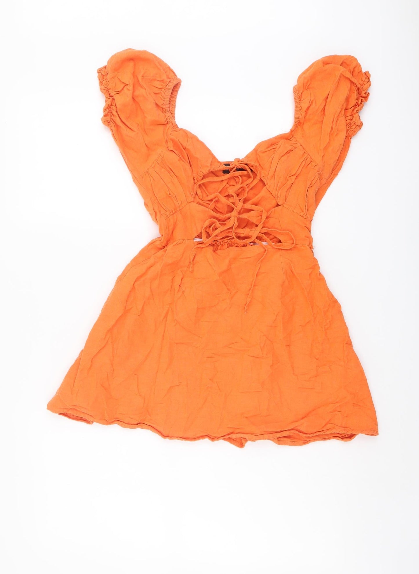 Womens UK Size 6 PRETTYLITTLETHING Orange Basic Blouse