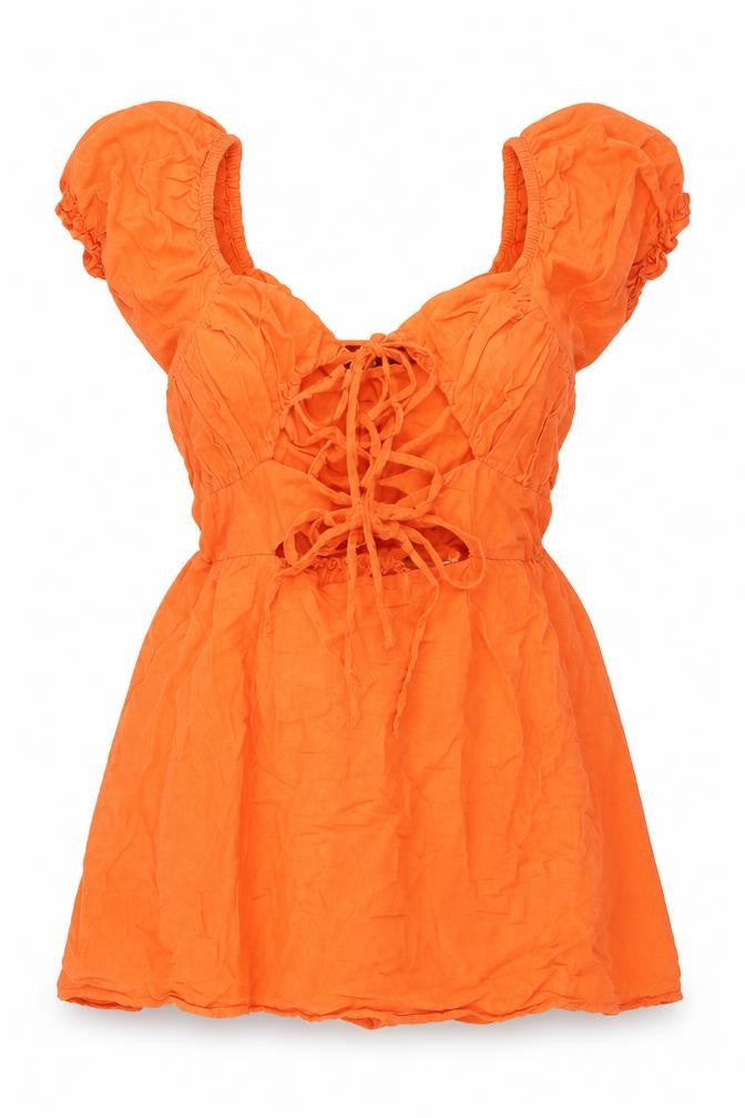 Womens UK Size 6 PRETTYLITTLETHING Orange Basic Blouse