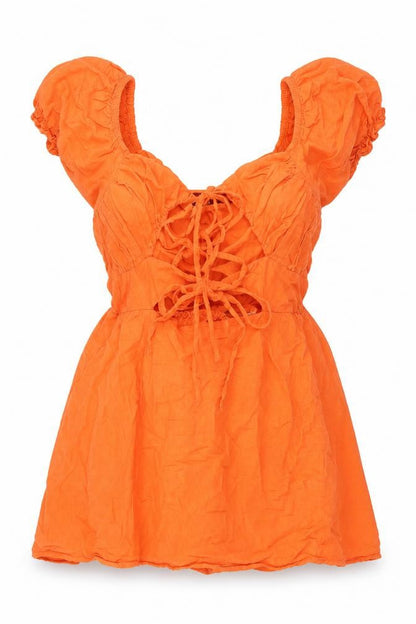 Womens UK Size 6 PRETTYLITTLETHING Orange Basic Blouse