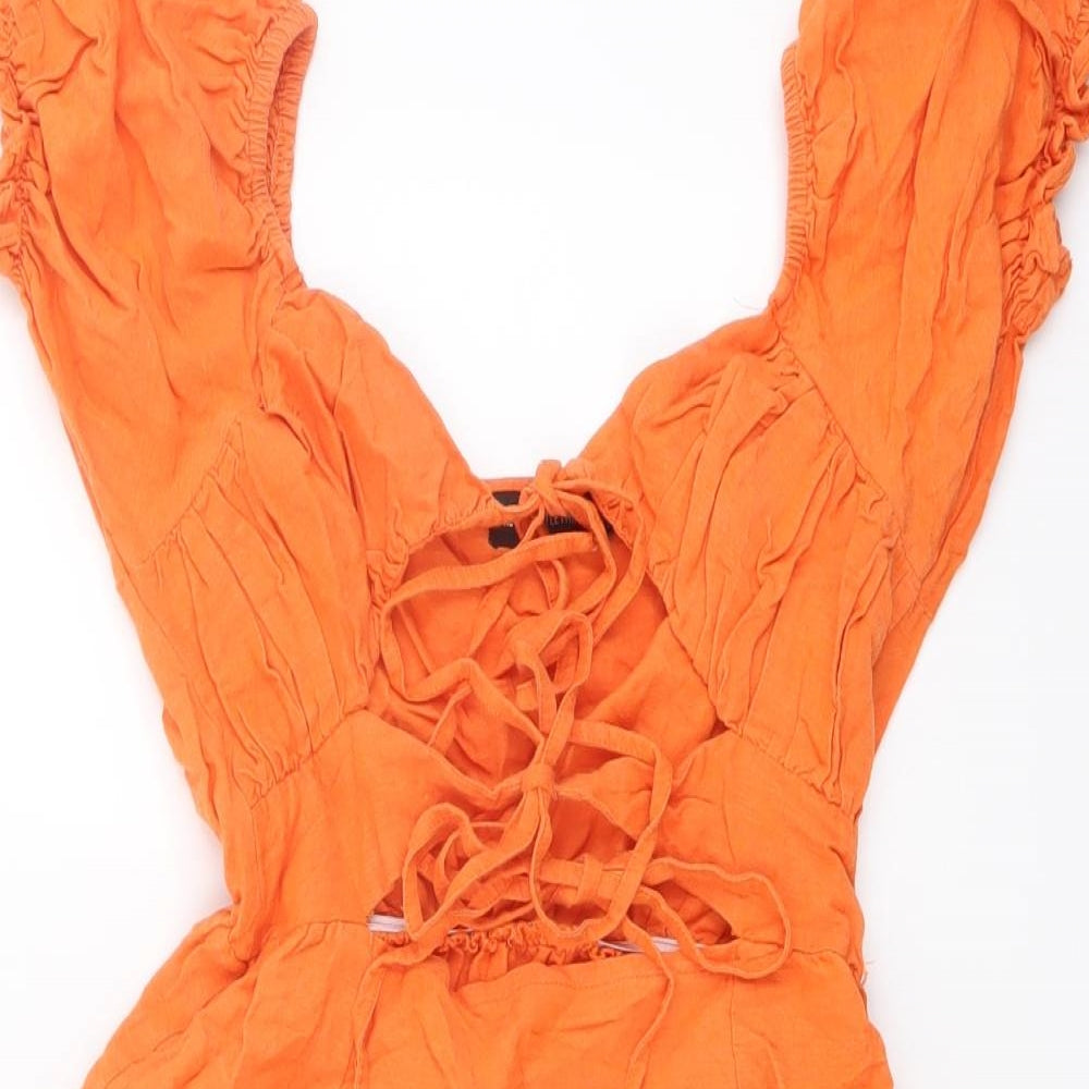 Womens UK Size 6 PRETTYLITTLETHING Orange Basic Blouse
