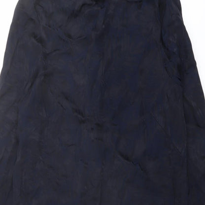 H&M Womens Blue Geometric Viscose A-Line Size 10 Round Neck Button