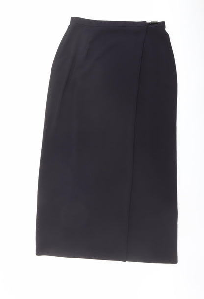 Marks and Spencer Womens Black Polyester Wrap Skirt Size 12