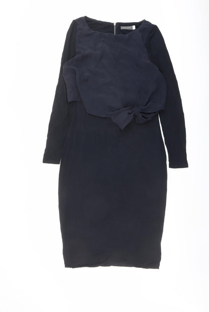 Mint Velvet Womens Blue Polyester Pencil Dress Size 10 Boat Neck Zip