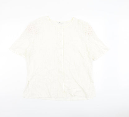 Berkertex Womens Ivory Viscose Basic Button-Up Size 20 Round Neck