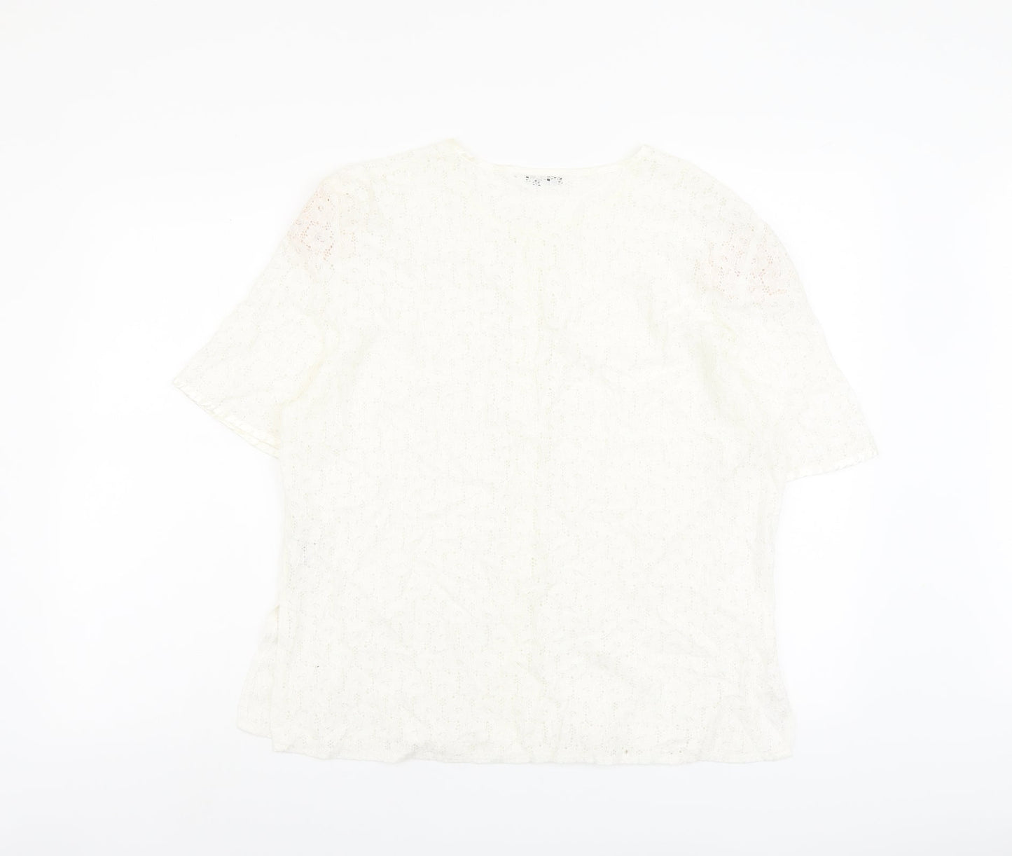 Berkertex Womens Ivory Viscose Basic Button-Up Size 20 Round Neck