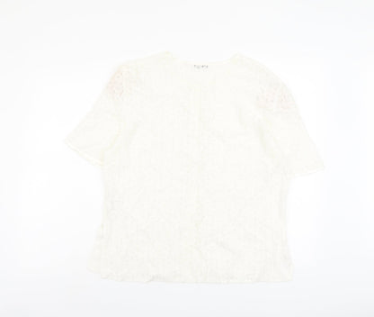 Berkertex Womens Ivory Viscose Basic Button-Up Size 20 Round Neck