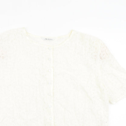 Berkertex Womens Ivory Viscose Basic Button-Up Size 20 Round Neck