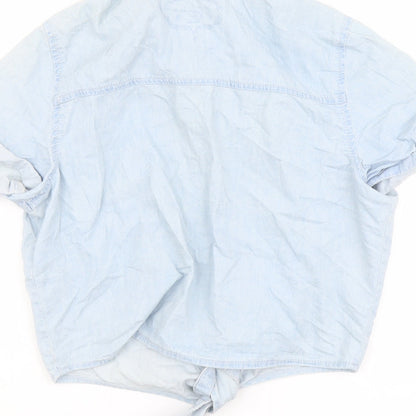 Womens UK Size S Jennyfer Blue Cropped Button-Up