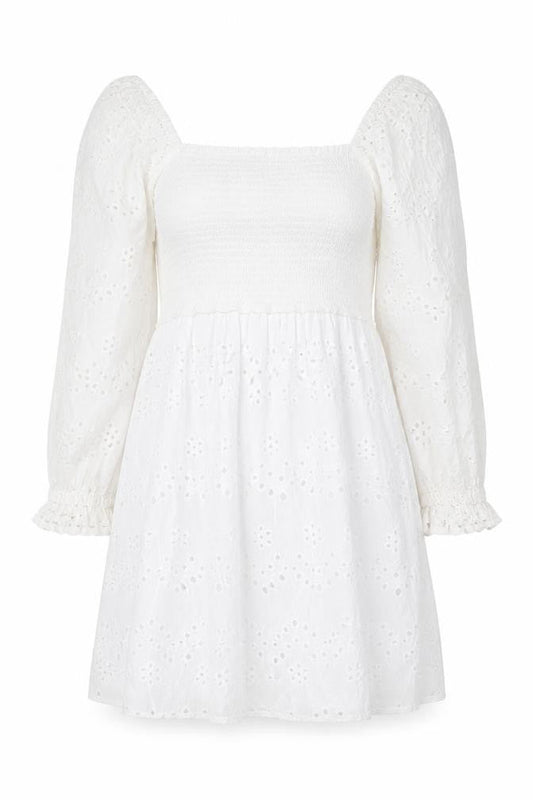 Rebbelion Womens White Geometric Cotton Trapeze & Swing Size M Off the Shoulder Pullover