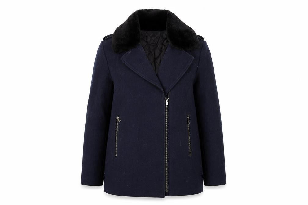 Womens UK Size 8 H&M Blue Biker Coat