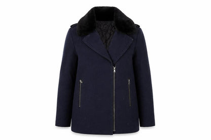 Womens UK Size 8 H&M Blue Biker Coat